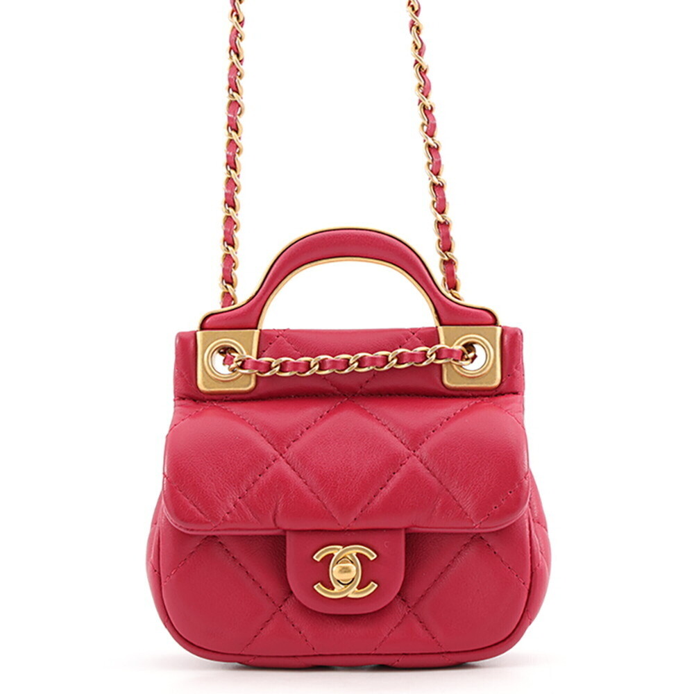 Chanel Chain Shoulder Bag Matelassé Coco Mark Lambskin AP2271 CHANEL Women's